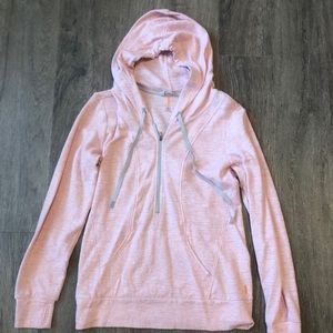 Lucy Pink 1/2 Zip Pullover Hoodie With Thumb Holes